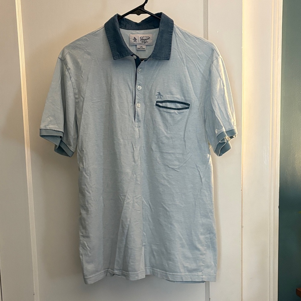 Penguin Men's Light Blue Golf Polo Shirt